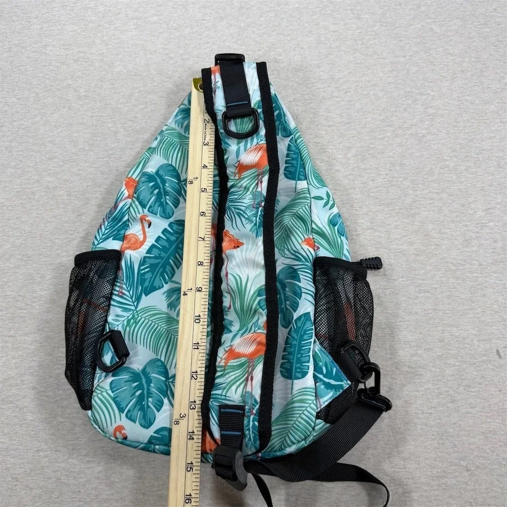 Mosiso Sling Backpack Bag‎ Womens Medium Teal Green Flamingo Tropical